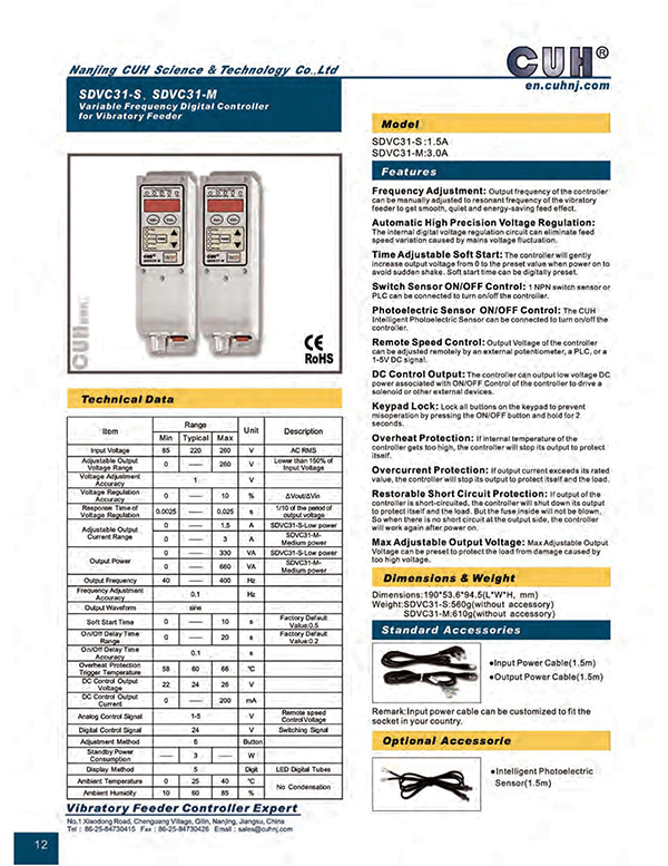 Bộ điều khiển sàng rung CUH SDVC31-M